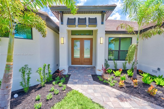 property entrance with french doors