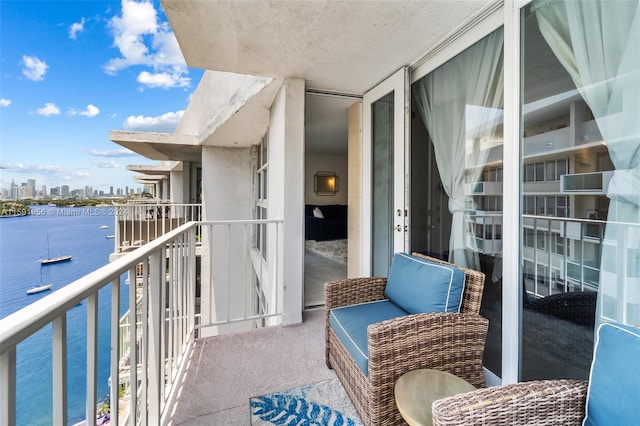 balcony with a water view