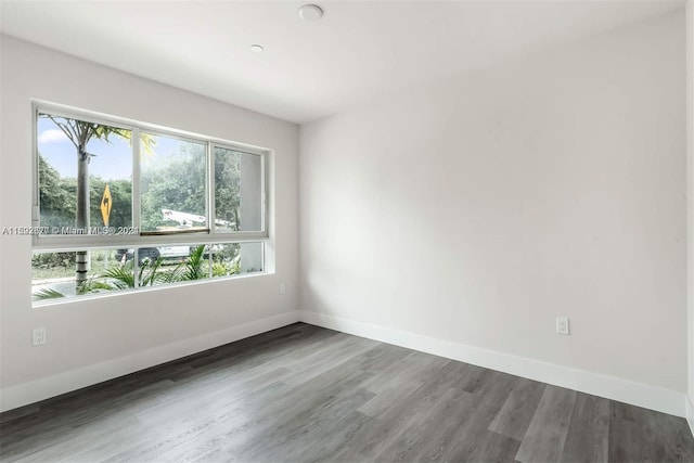 spare room featuring a wealth of natural light and dark wood-type flooring