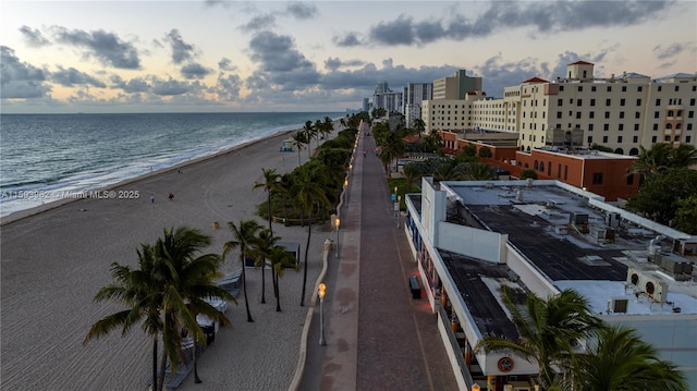 exterior space featuring a view of the beach