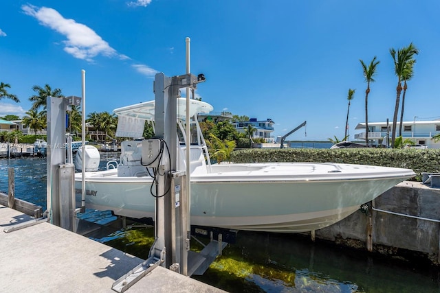 dock area featuring a water view