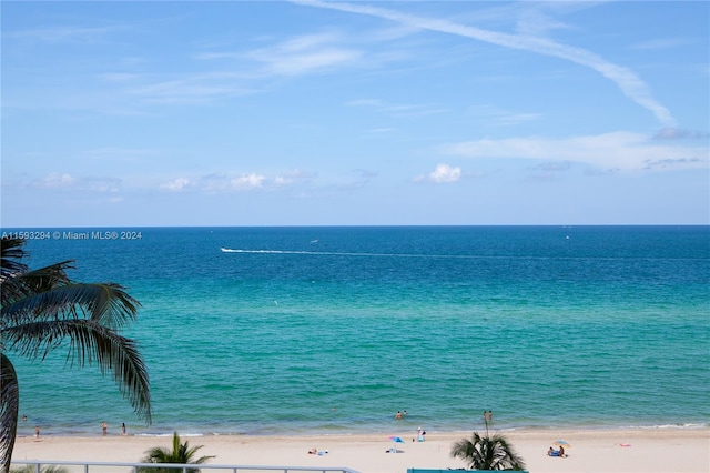 view of water feature featuring a beach view