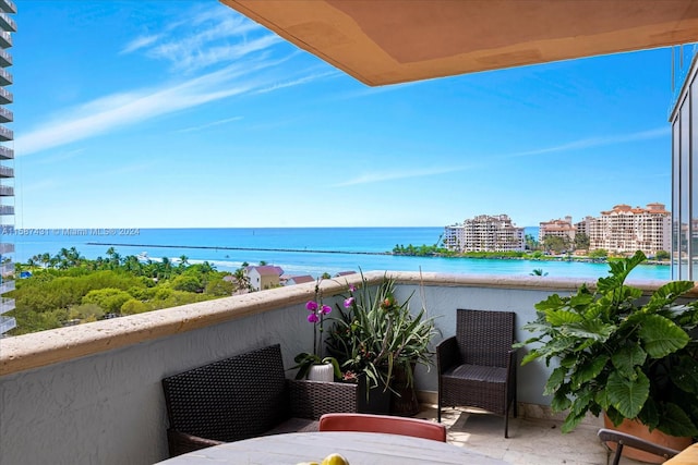 balcony with a water view