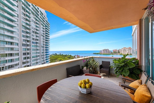 balcony with a water view