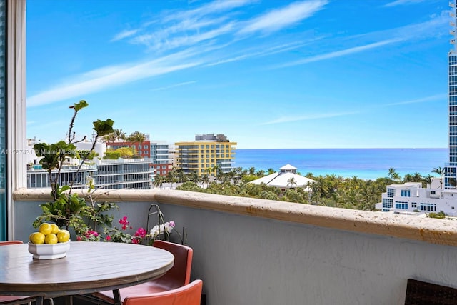 balcony with a water view