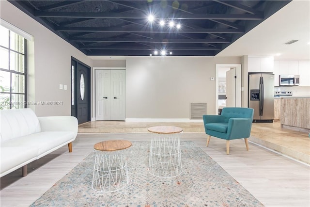 living room with light wood-type flooring