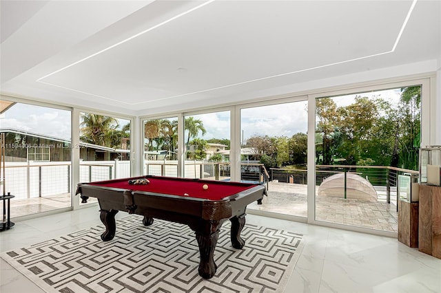 playroom with tile floors and billiards