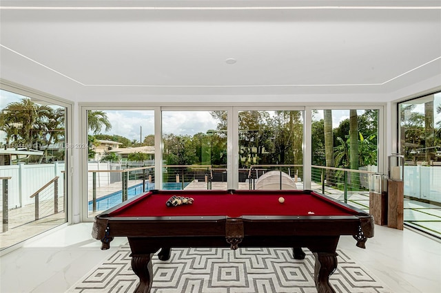 playroom featuring tile floors and pool table