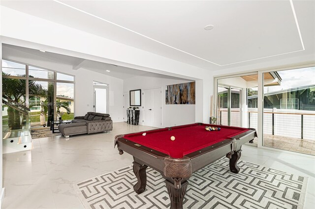 recreation room featuring billiards and tile floors