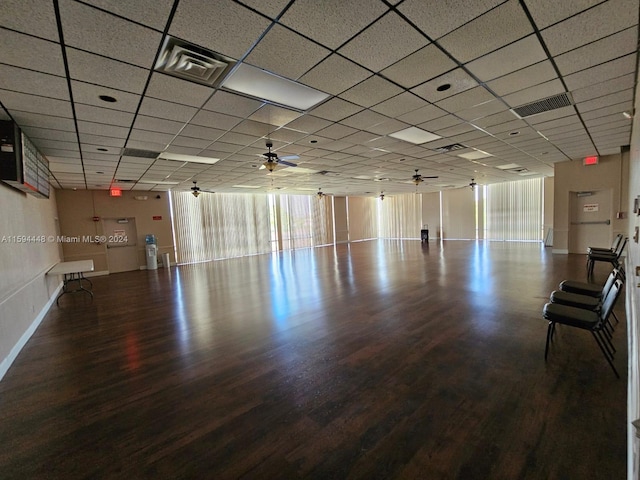 interior space featuring ceiling fan