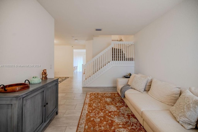 view of tiled living room