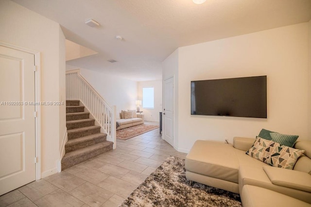 view of tiled living room