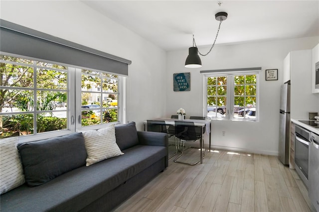 living room featuring light hardwood / wood-style floors