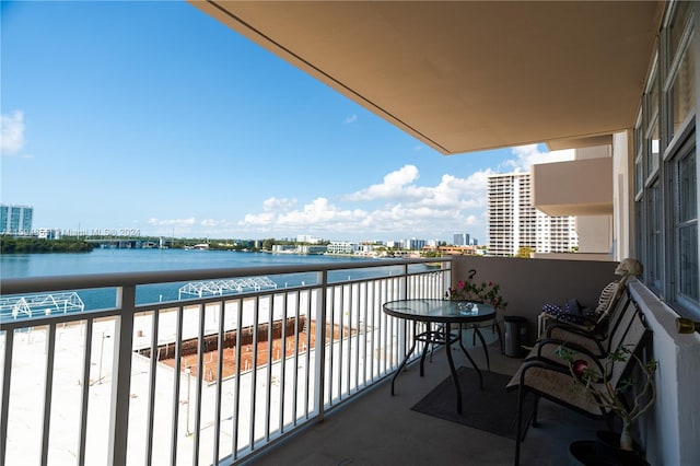 balcony with a water view