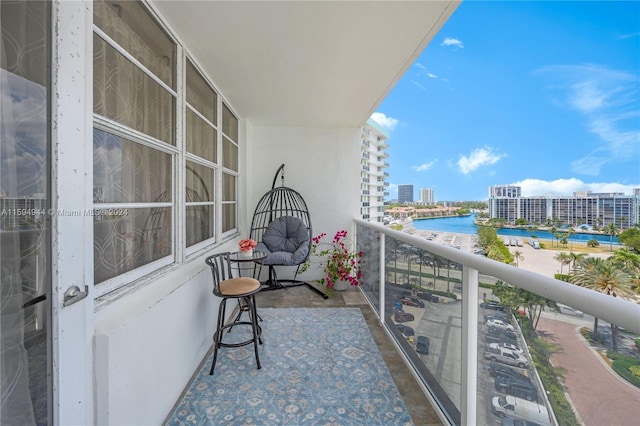 balcony with a water view