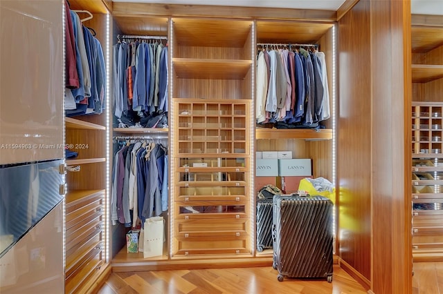 spacious closet with light wood-type flooring