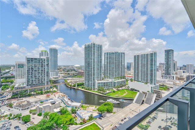 view of city with a water view