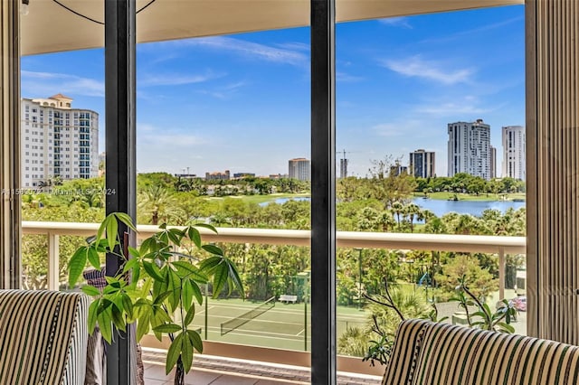 balcony with a water view