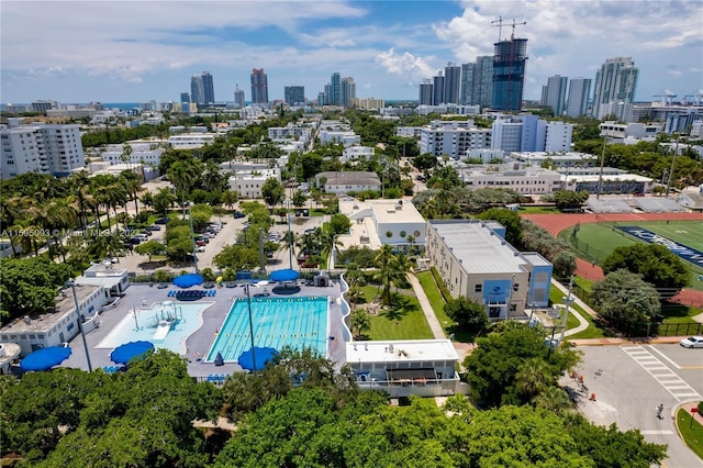 1560 Meridian Ave Unit 108, Miami Beach, FL 33139 - aerial view of a pool area and a view of skyline