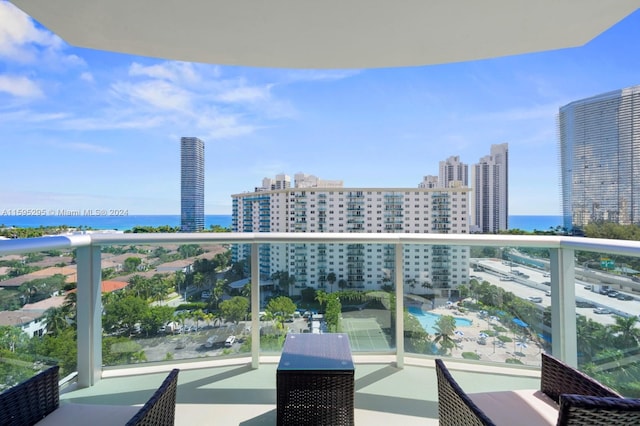 balcony with a water view