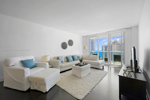 living room featuring expansive windows