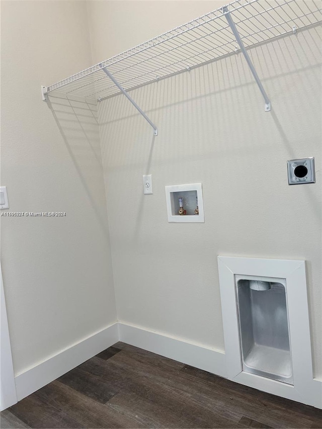 laundry room with washer hookup, dark wood-type flooring, and electric dryer hookup