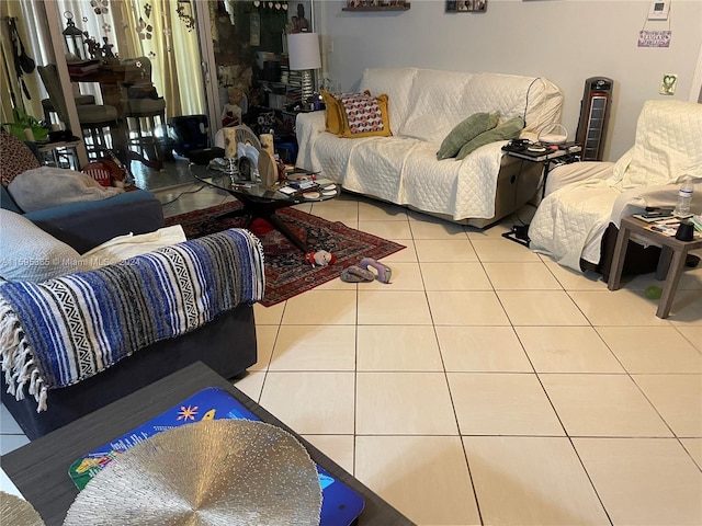 living room featuring tile patterned floors