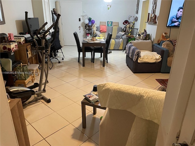 living room featuring light tile patterned floors