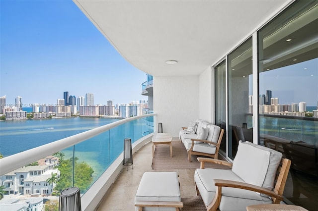 balcony with a water view