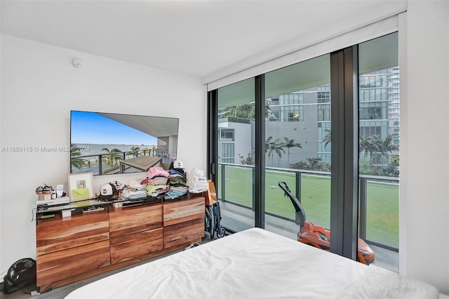 bedroom featuring expansive windows