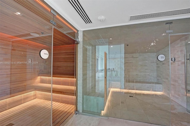 view of sauna / steam room with tile patterned flooring