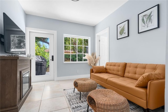 view of tiled living room