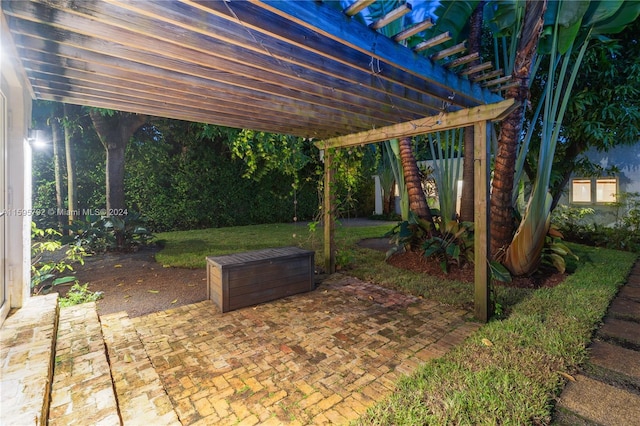 view of patio featuring a pergola