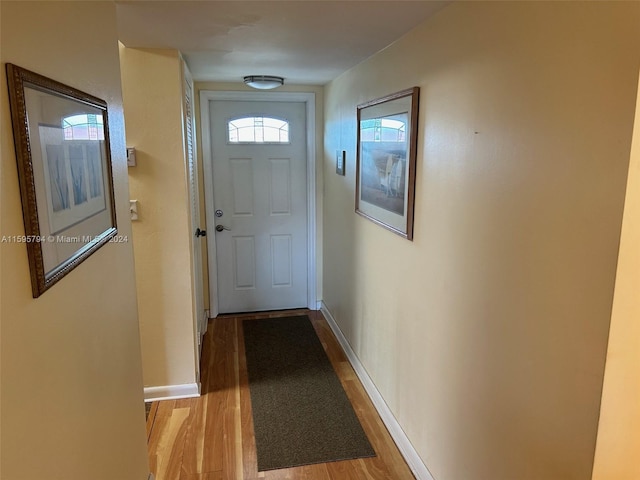 doorway to outside featuring light hardwood / wood-style floors