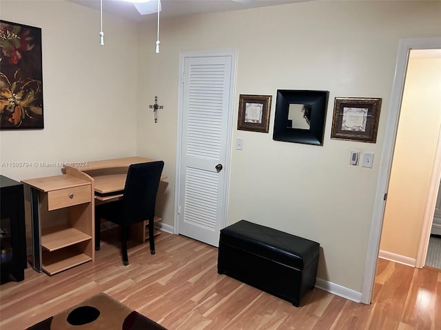 office space featuring light wood-type flooring