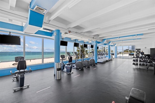 exercise room with visible vents