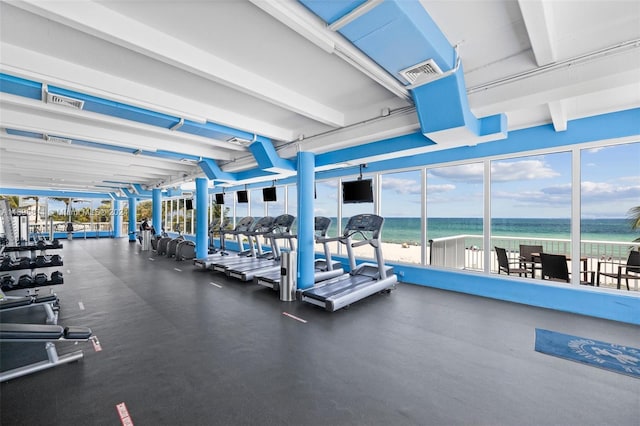 workout area featuring visible vents