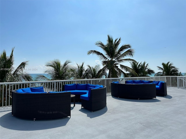 view of patio / terrace featuring an outdoor living space and a balcony