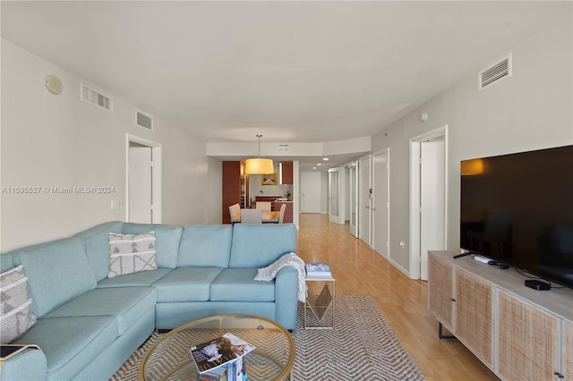 living room with light wood-type flooring