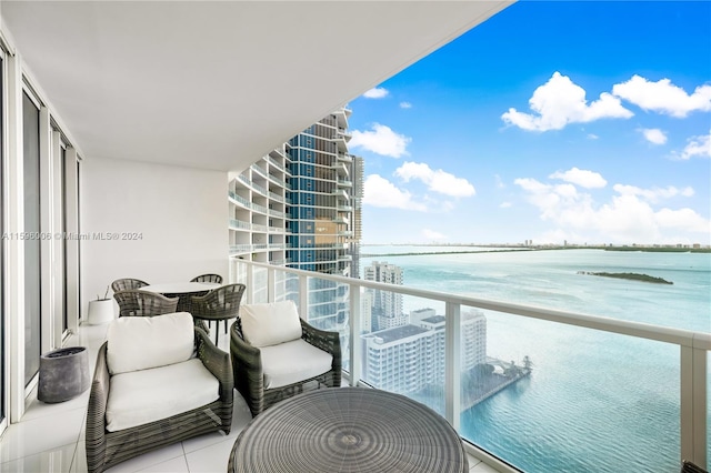 balcony with a water view