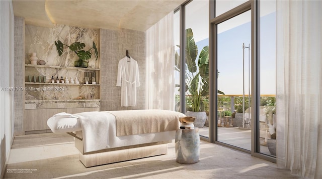 bathroom featuring expansive windows