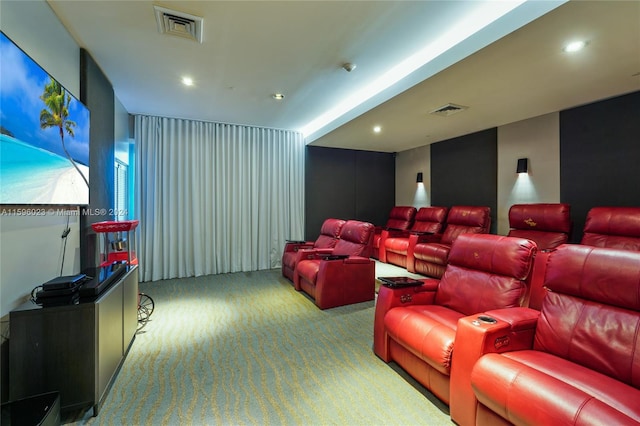 view of carpeted cinema room