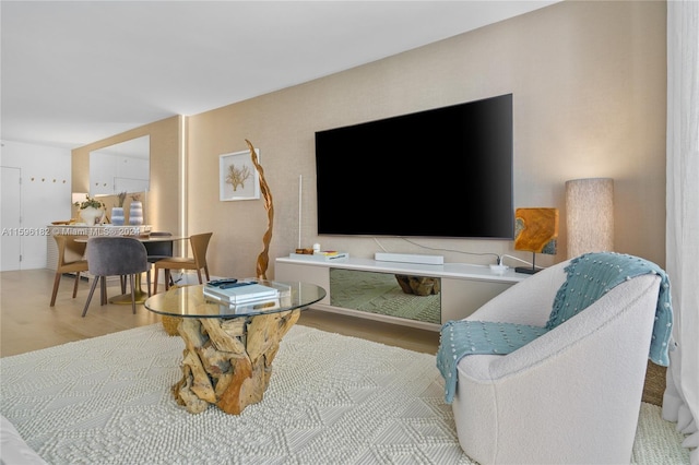 living area with wood finished floors