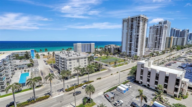 bird's eye view featuring a water view