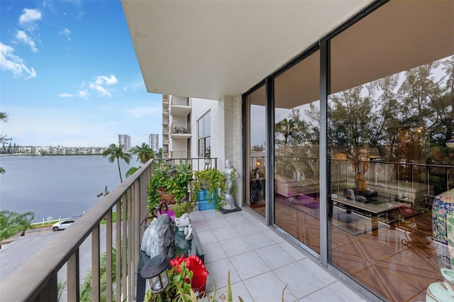 balcony with a water view