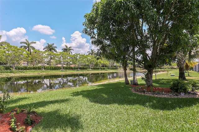 view of yard featuring a water view