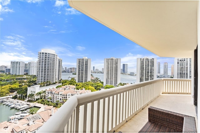 balcony with a water view