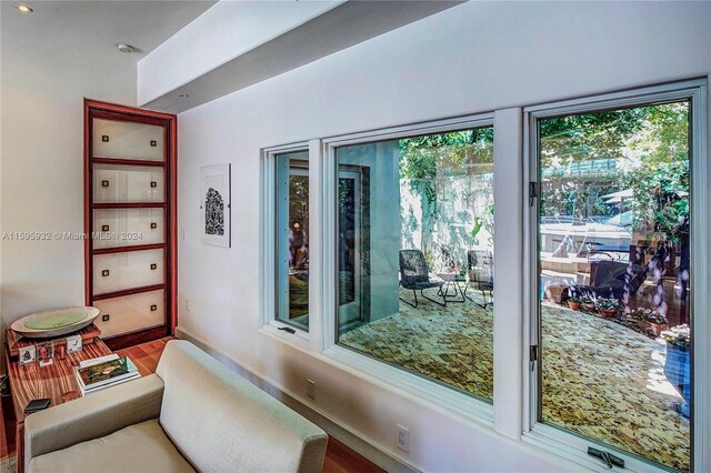 living area featuring hardwood / wood-style flooring