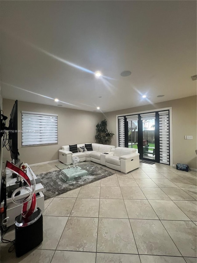 view of tiled living room