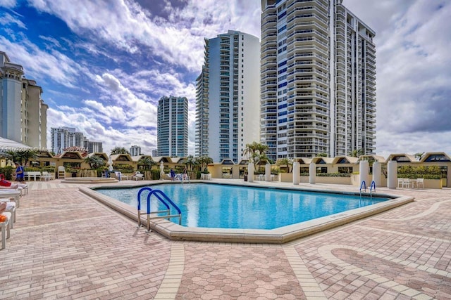 view of pool featuring a patio area